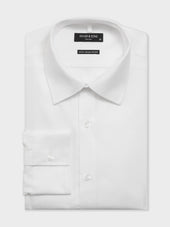 Chemise non-iron slim en coton chevron blanc
