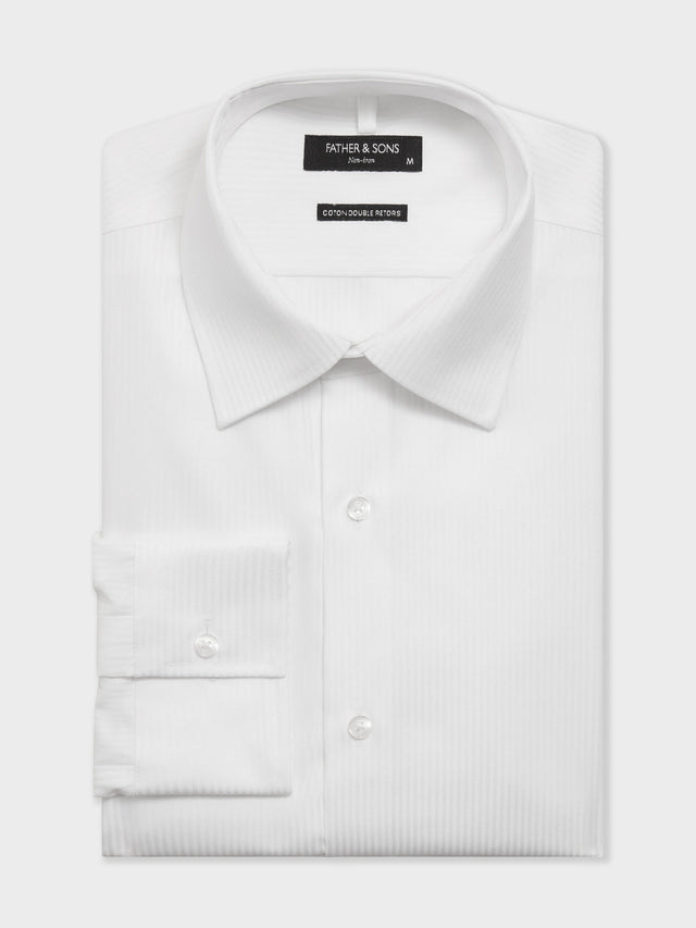 Chemise non-iron slim en coton chevron blanc