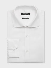 Chemise non-iron regular en coton façonné blanc