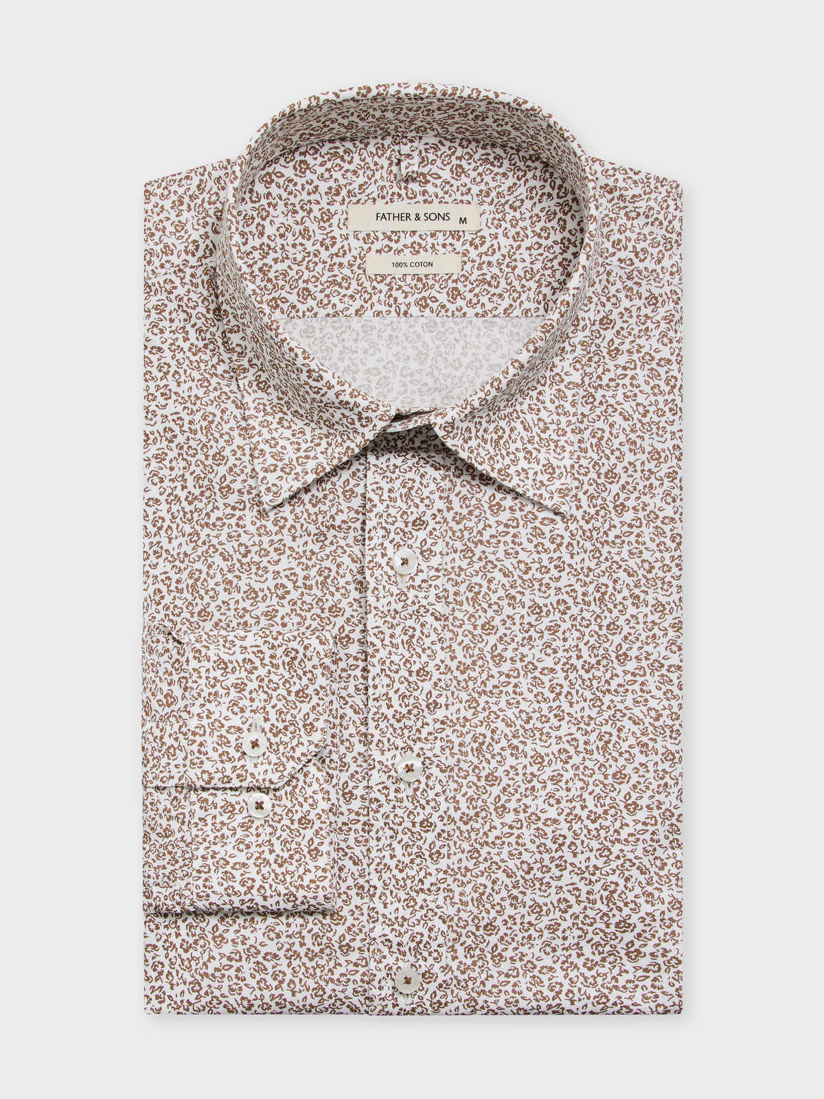 Chemise Regular En Popeline De Coton Motif Fleuri Marron