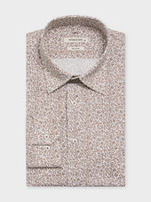 Chemise Regular en popeline de coton à motif fleuri marron