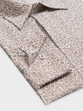 Chemise Regular En Popeline De Coton Motif Fleuri Marron