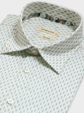 Chemise Slim En Popeline De Coton Motif Bleu Et Vert