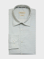 Chemise Slim en popeline de coton à motif bleu et vert