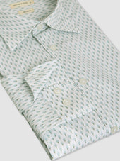 Chemise Slim En Popeline De Coton Motif Bleu Et Vert
