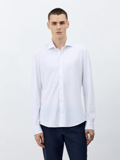 Chemise Slim En Maille Piqu E Blanche