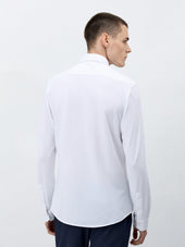 Chemise Slim En Maille Piqu E Blanche