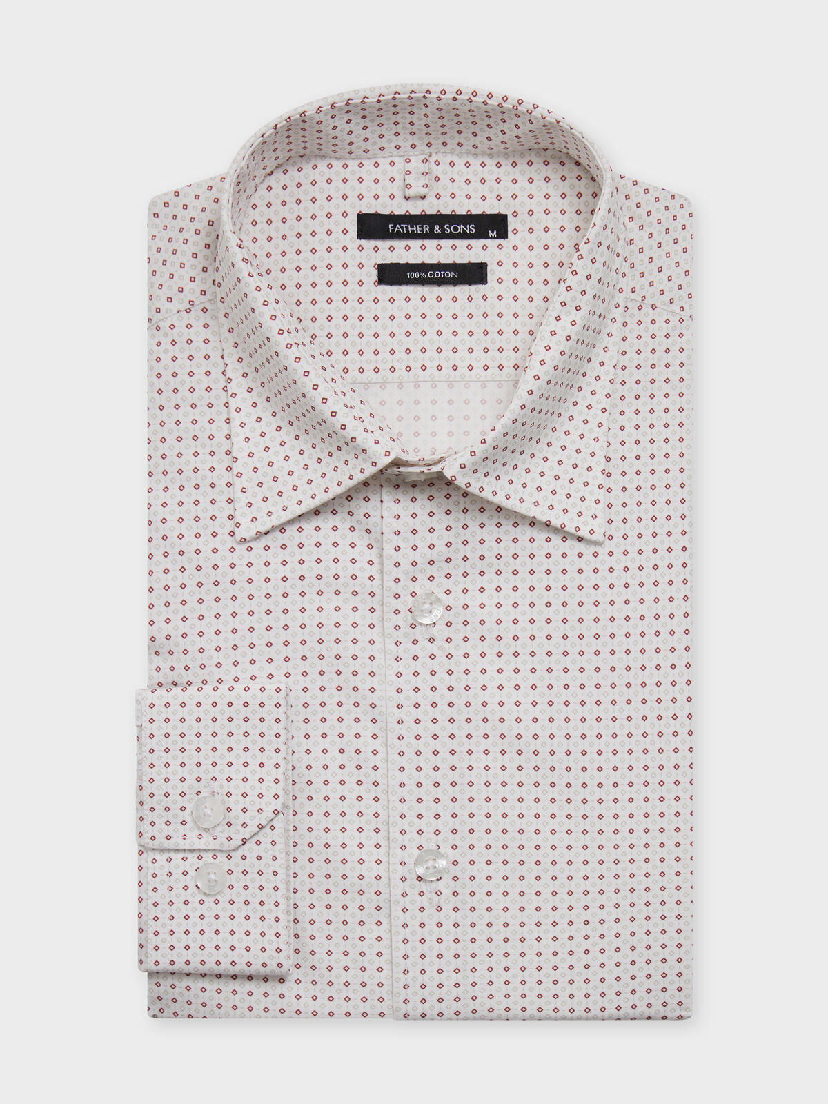 Chemise Slim En Popeline De Coton Motif