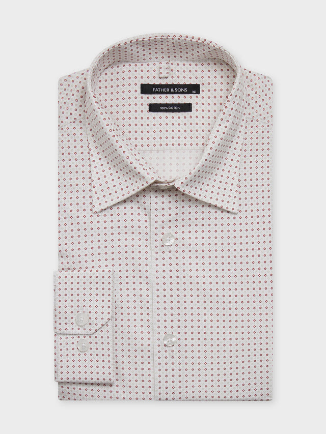 Chemise slim en popeline de coton à motif terracotta