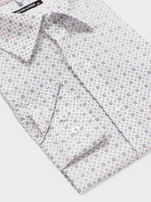 Chemise Regular En Popeline De Coton Stretch Motif Bleu Et Rose