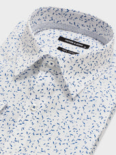 Chemise Slim En Popeline De Coton Motif Bleu