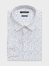 Chemise slim en popeline de coton à motif bleu