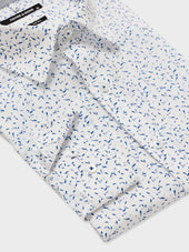 Chemise Slim En Popeline De Coton Motif Bleu