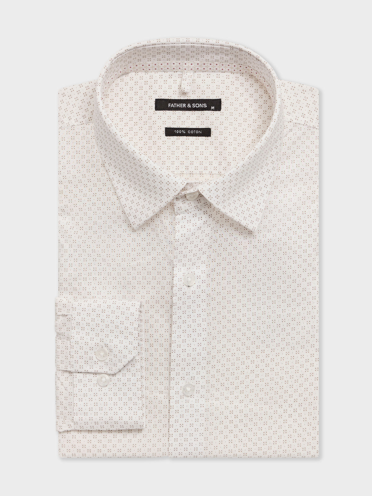Chemise Regular En Popeline De Coton Motif Beige