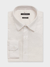 Chemise regular en popeline de coton à motif beige