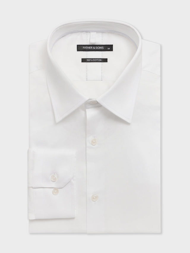 Chemise regular en satin de coton blanc