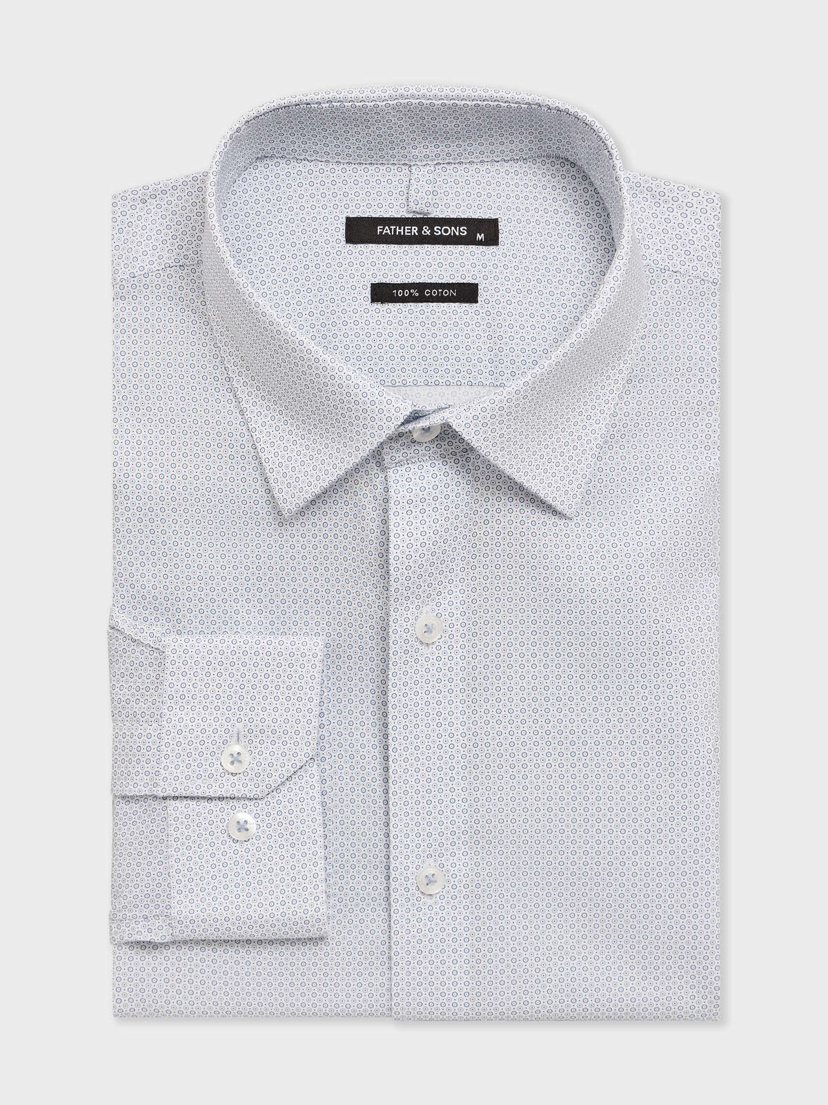Chemise Regular En Popeline De Coton Motif Bleu