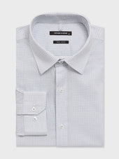 Chemise regular en popeline de coton à motif bleu chambray