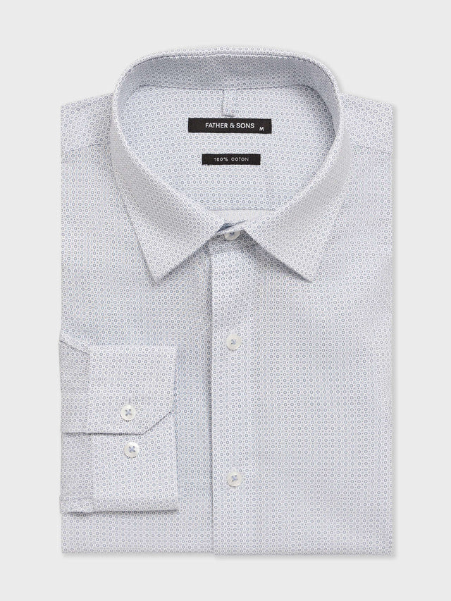 Chemise regular en popeline de coton à motif bleu chambray