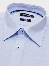 Shirt Non Iron Slim En Coton M Lang Jacquard Bleu Ciel Motif