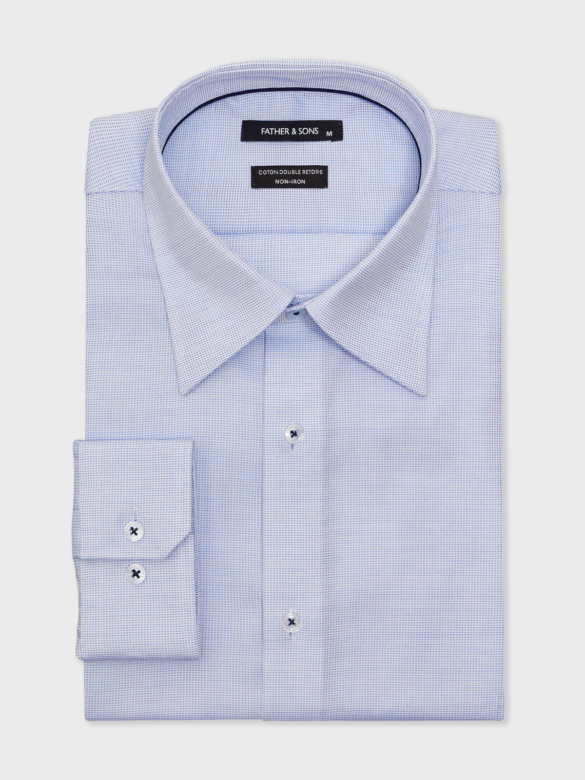 Shirt Non Iron Slim En Coton M Lang Jacquard Bleu Ciel Motif