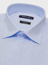 Shirt Non Iron Slim En Popeline De Coton Bleu Ciel Motif