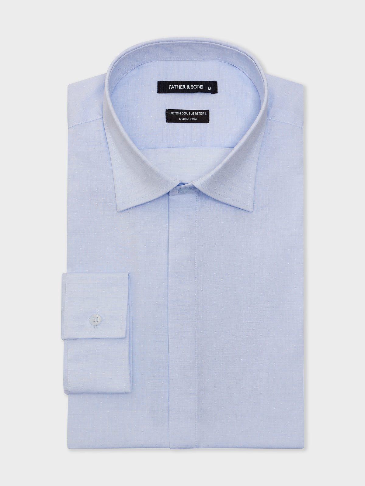 Shirt Non Iron Slim En Popeline De Coton Bleu Ciel Motif