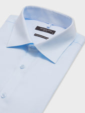 Chemise Non Iron Regular En Coton Chevron Bleu Ciel