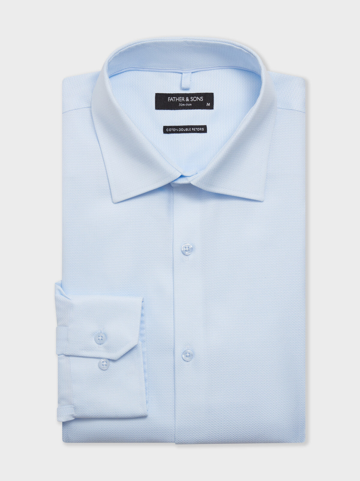Chemise Non Iron Regular En Coton Chevron Bleu Ciel