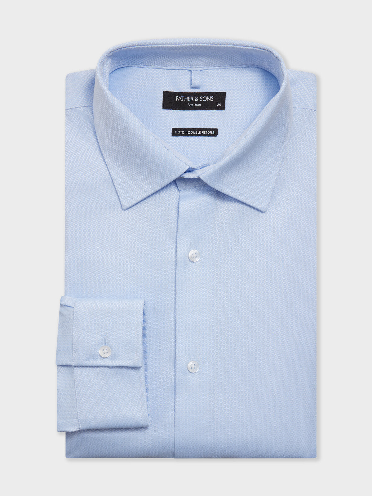 Chemise Non Iron Regular En Coton Jacquard Bleu Ciel