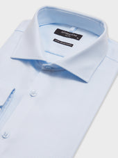 Chemise Non Iron Slim En Coton Jacquard Bleu Ciel