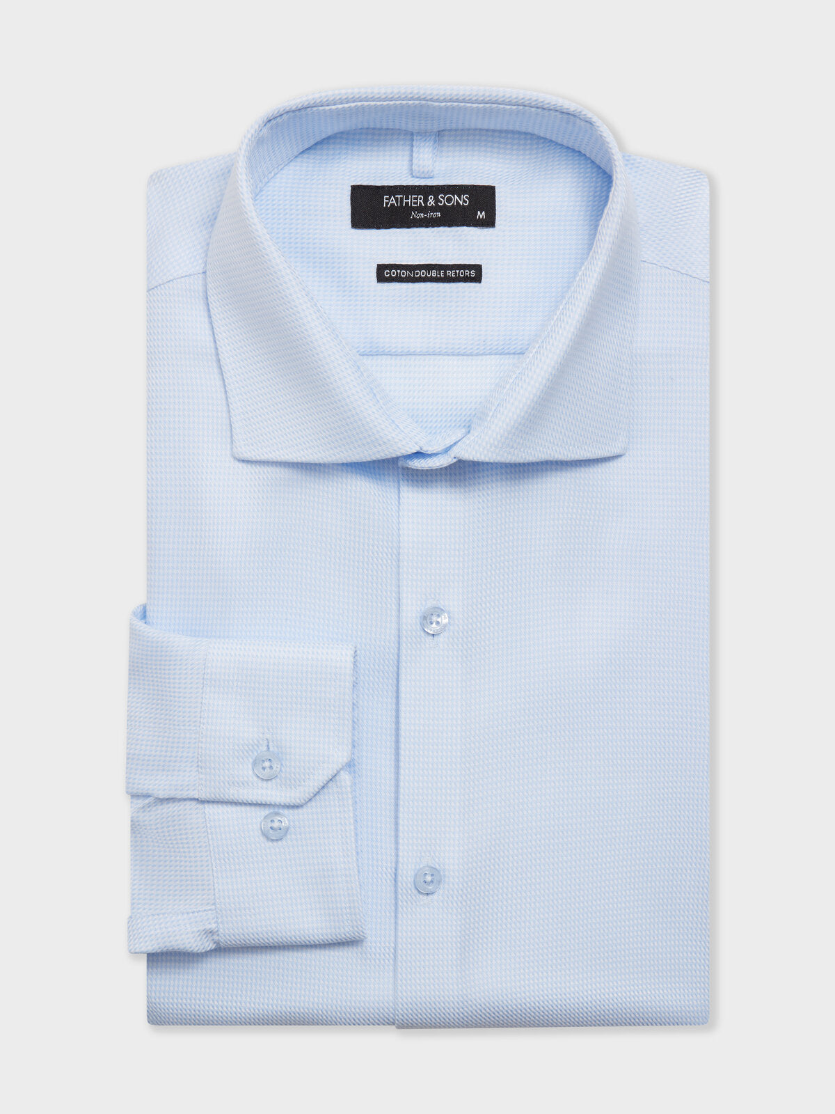 Chemise Non Iron Slim En Coton Jacquard Bleu Ciel