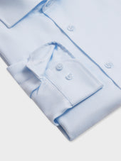 Chemise Non Iron Slim En Coton Jacquard Bleu Ciel