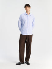 Chemise Regular En Coton Oxford Bleu Ciel Rayures