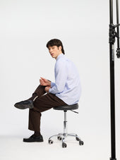 Chemise Regular En Coton Oxford Bleu Ciel Rayures