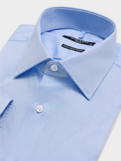 Chemise Non Iron Slim En Coton Chevron Bleu