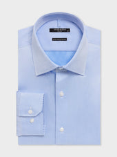 Chemise non-iron slim en coton chevron bleu