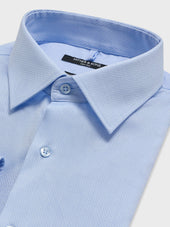 Chemise Non Iron Regular En Coton Jacquard Bleu
