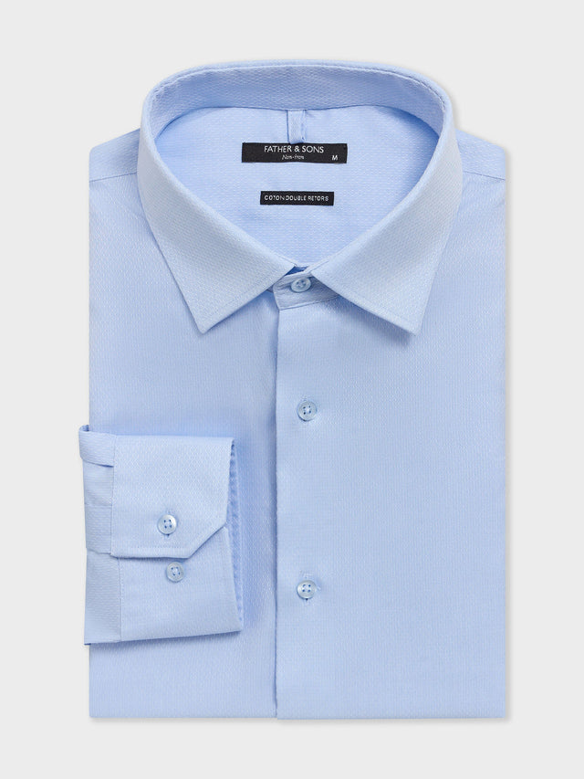 Chemise non-iron regular en coton Jacquard bleu