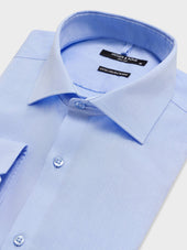 Chemise Non Iron Slim En Coton Jacquard Bleu