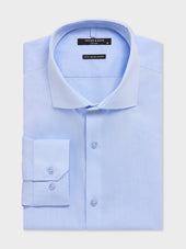 Chemise non-iron slim en coton Jacquard bleu
