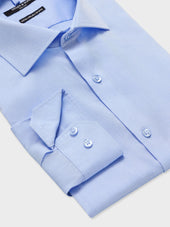 Chemise Non Iron Slim En Coton Jacquard Bleu
