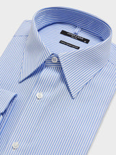 Chemise Non Iron Slim En Popeline De Coton Bleu Rayures