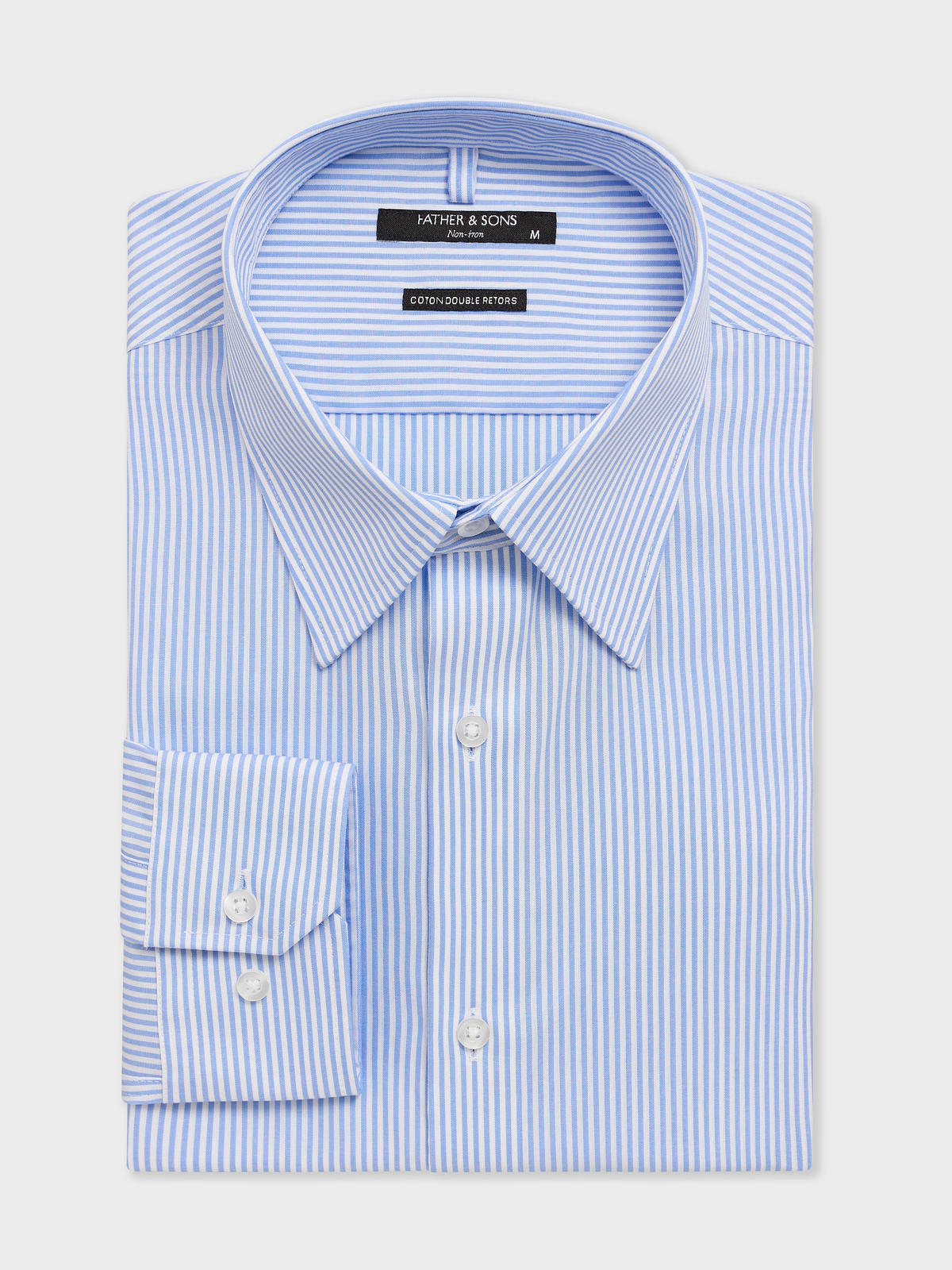 Chemise Non Iron Slim En Popeline De Coton Bleu Rayures