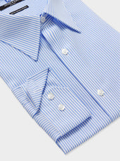Chemise Non Iron Slim En Popeline De Coton Bleu Rayures