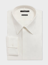 Chemise non-iron slim en coton façonné écru