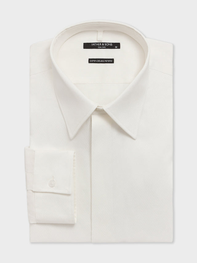 Chemise non-iron slim en coton façonné écru
