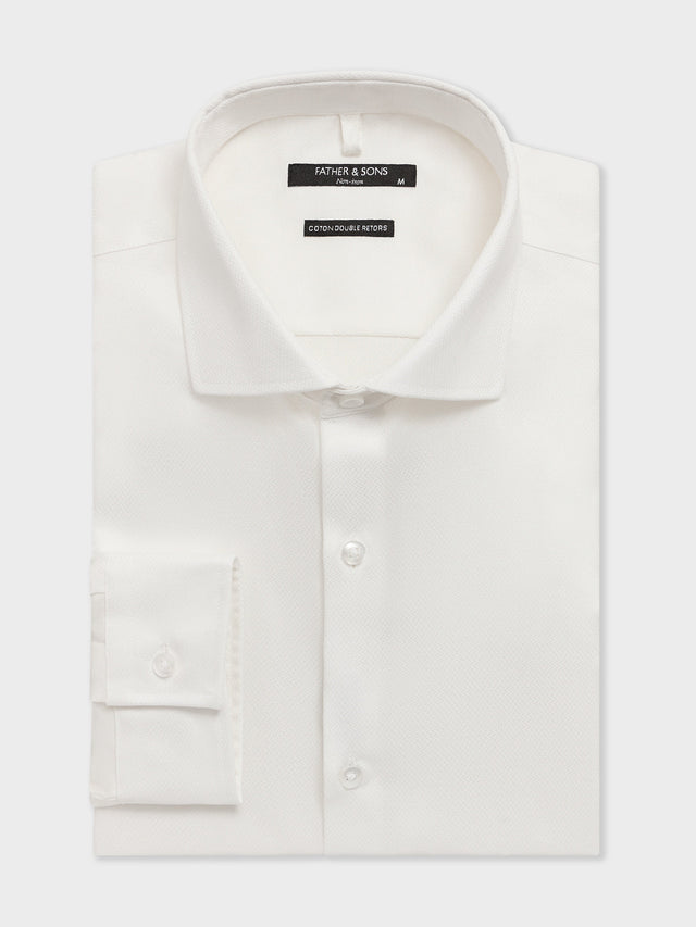 Chemise non-iron regular en coton façonné écru