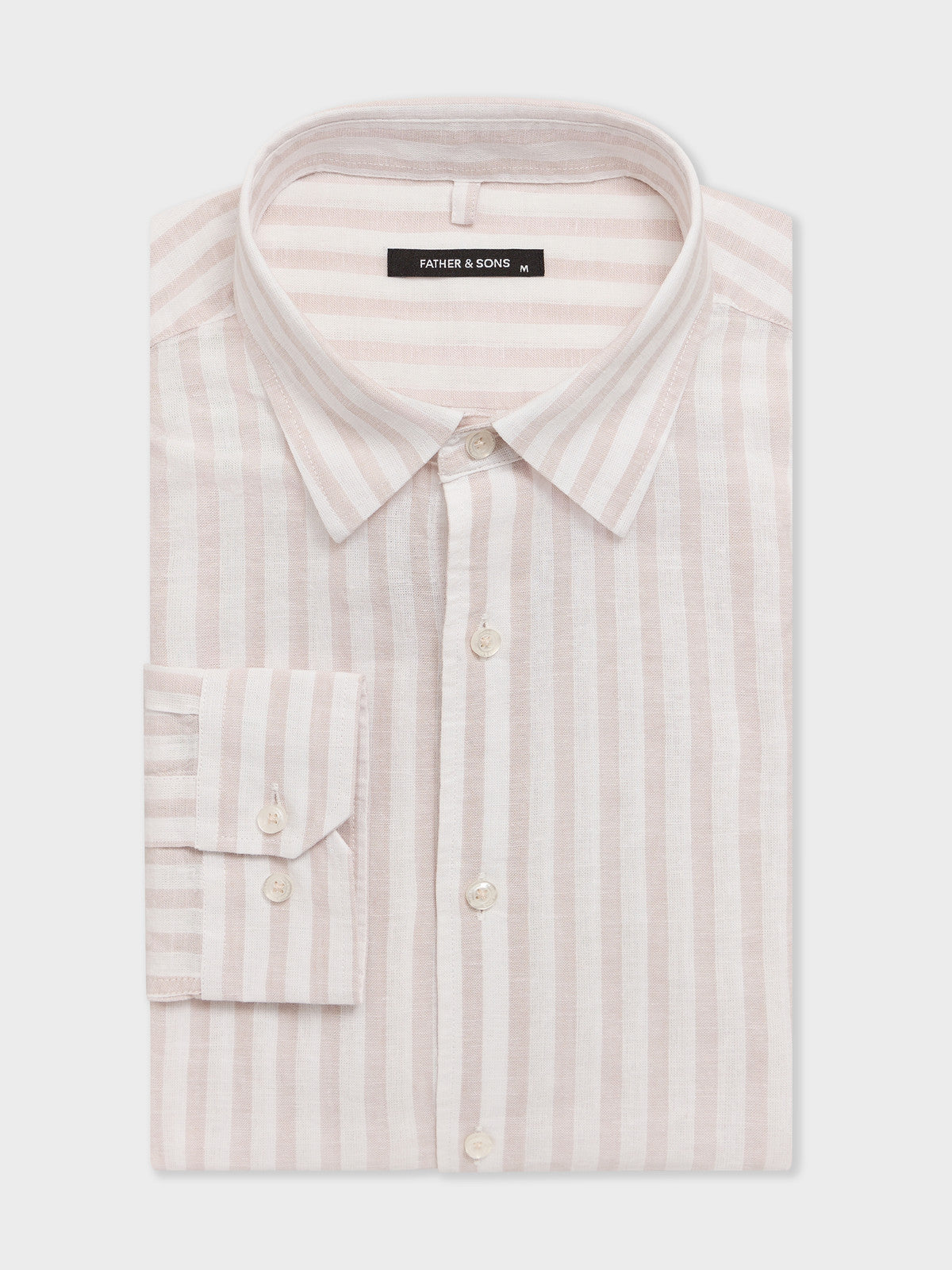 Chemise Regular En Popeline De Lin Et Coton Rayures Beiges
