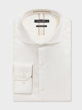 Chemise slim en satin de coton écru
